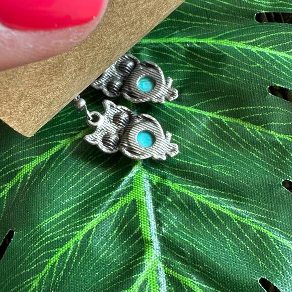 BOGO FREE OWL TURQUOISE EARRINGS DANGLY - Picture 6 of 6
